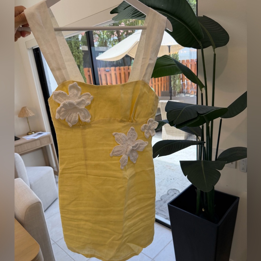 Yellow Floral Appliqué Sundress - Women